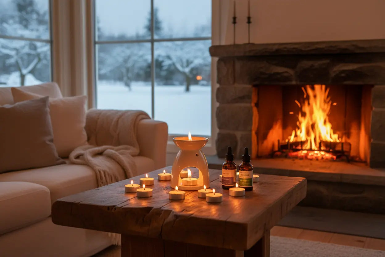 Wybierz swój Zestaw Ciepła do aromaterapii. Kominek Ceramiczny wraz z naturalnymi olejkami eterycznymi i ręcznie robionymi świeczkami typu Tealight