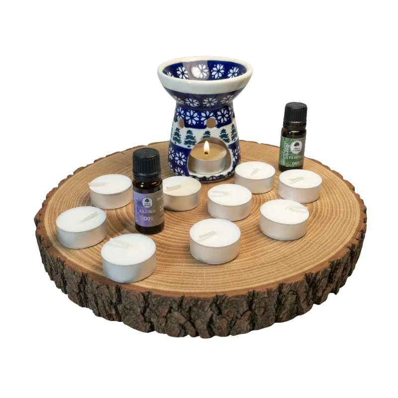 Kompletny Zestaw Ciepła Christmas hearth z 2 olejkami eterycznymi i 10 świeczkami typu Tealight