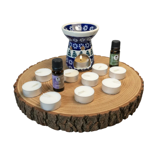 Kompletny Zestaw Ciepła Christmas hearth z 2 olejkami eterycznymi i 10 świeczkami typu Tealight